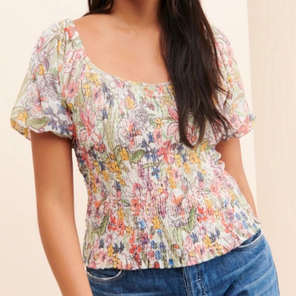 Anthropologie Floral Aurelia Smocked Top - Picture 1 of 12